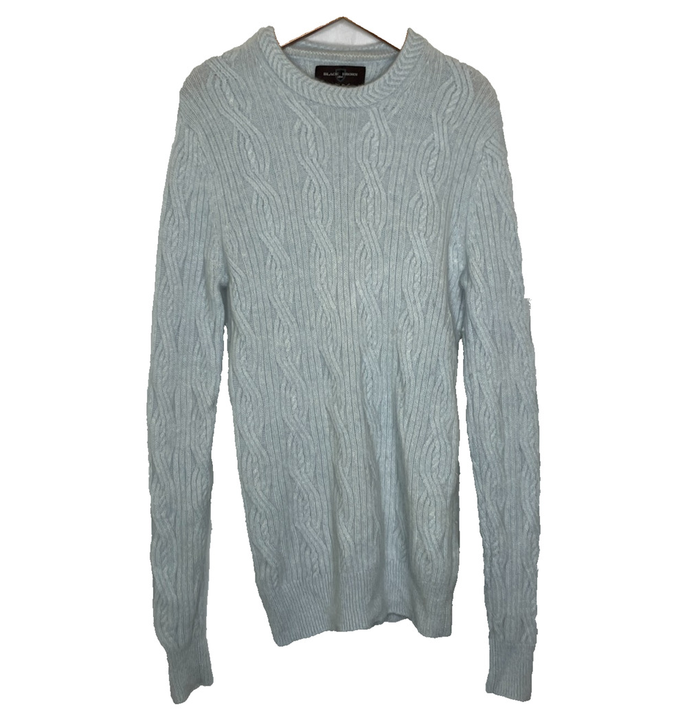 Women's Small Black Brown 1826 100% Cashmere Cable Knit Crewneck Sweater